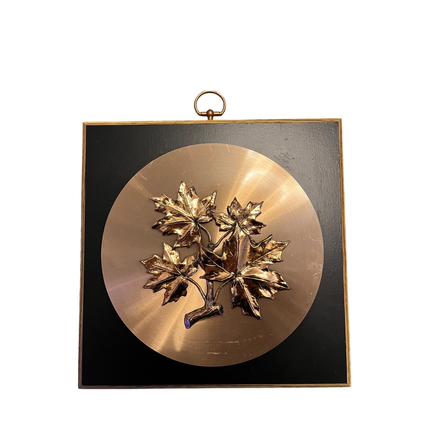 Vintage Mid Century Copper Wall Art Maple Leaves Canada 3D Plaque