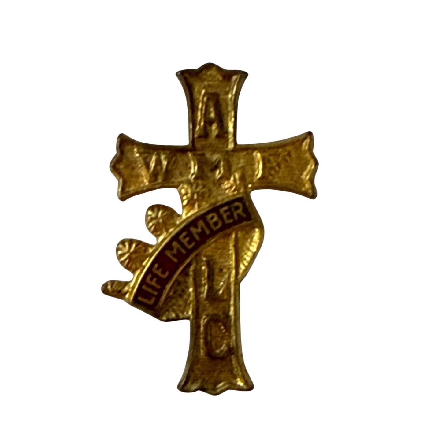 Vintage WMF AMLC Life Member Cross Pin F.J. Theleman Milwaukee Religious Badge