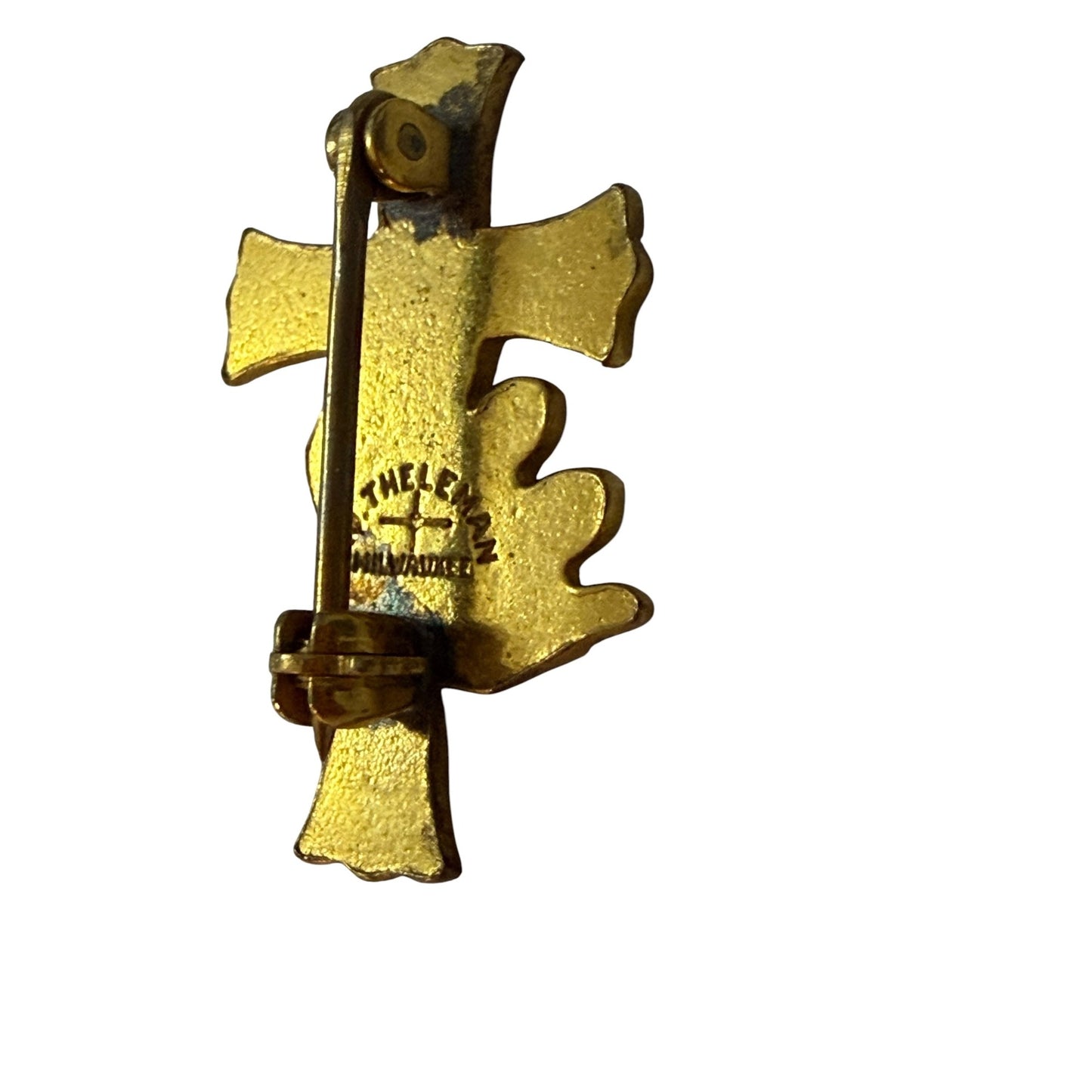 Vintage WMF AMLC Life Member Cross Pin F.J. Theleman Milwaukee Religious Badge