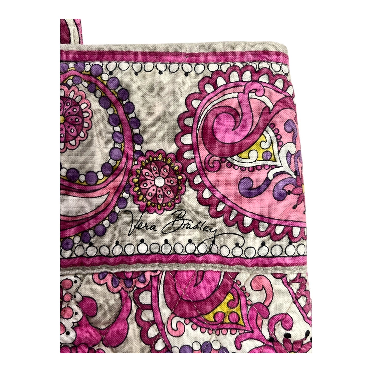 Vera Bradley Pink Paisley Quilted Tote Bag with Toggle Closure – Early 2000s