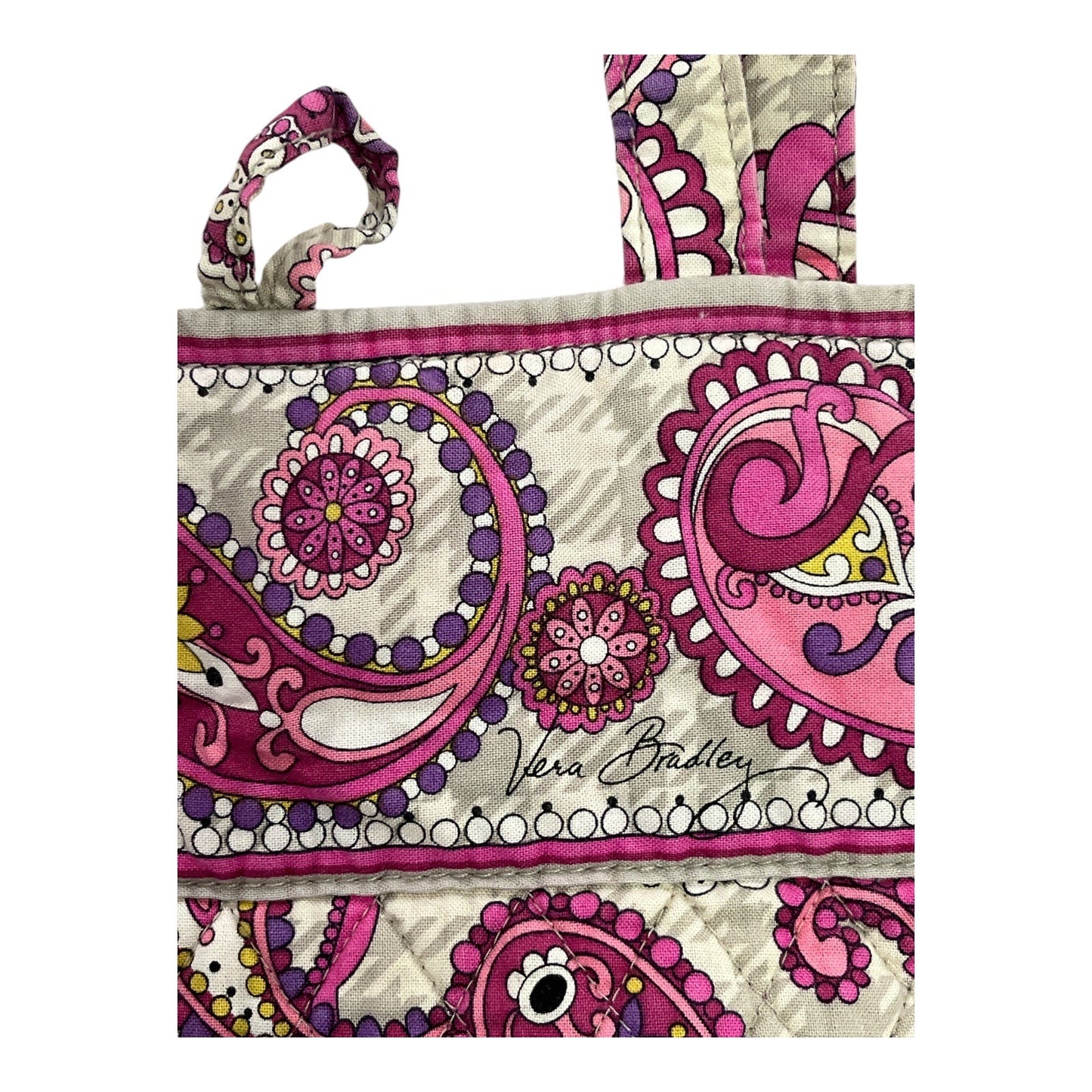 Vera Bradley Pink Paisley Quilted Tote Bag with Toggle Closure – Early 2000s