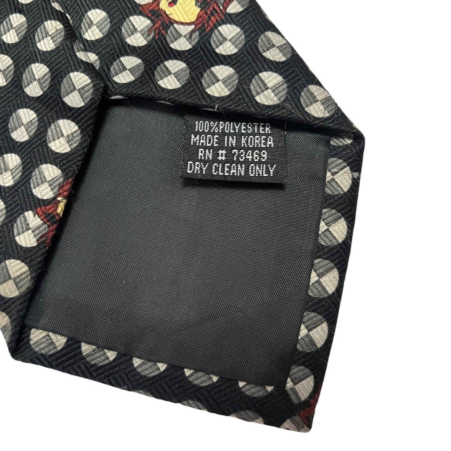 Vintage Looney Tunes Taz Necktie – Black Geometric Print – 2000 Warner Bros
