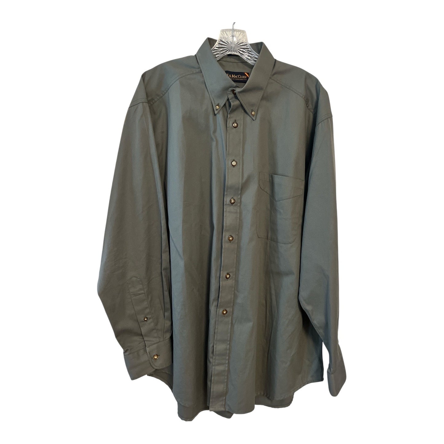 F.A. MacCluer Green Button Down Shirt Men's Large 100% Cotton Long Sleeve Classic