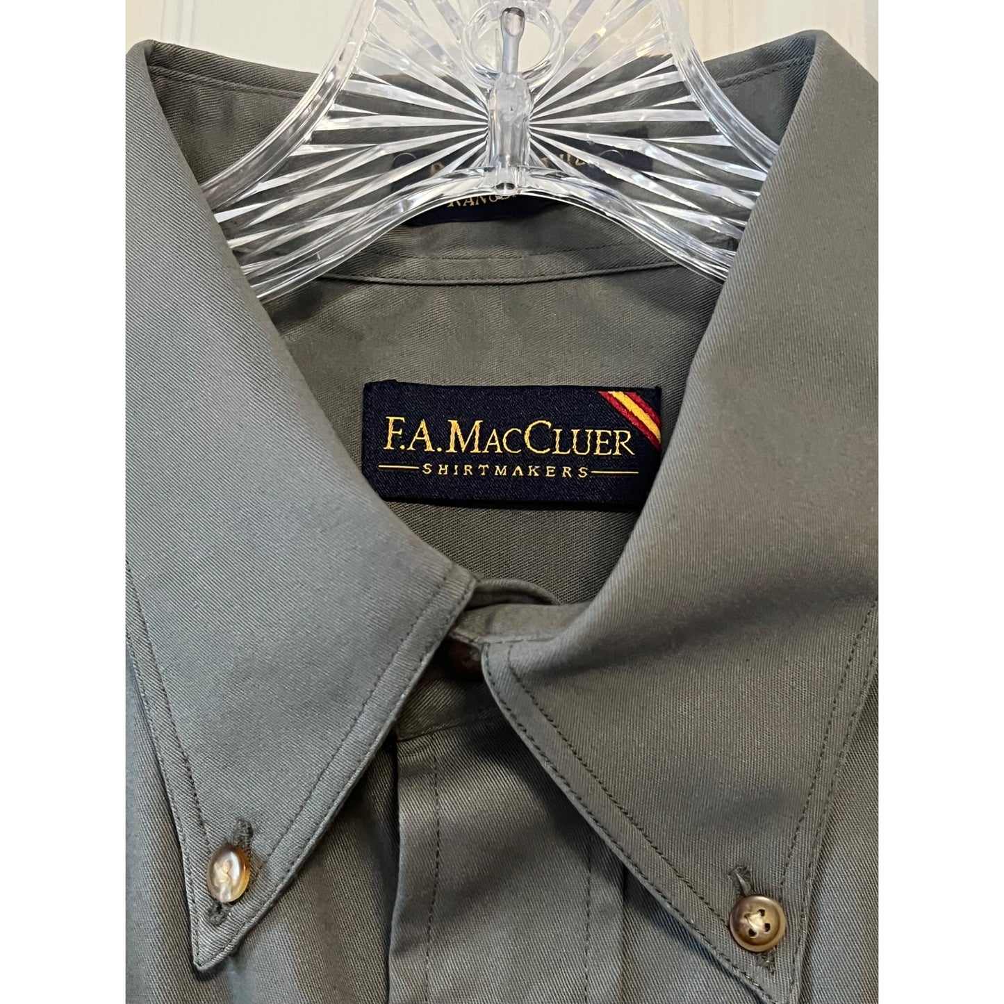 F.A. MacCluer Green Button Down Shirt Men's Large 100% Cotton Long Sleeve Classic
