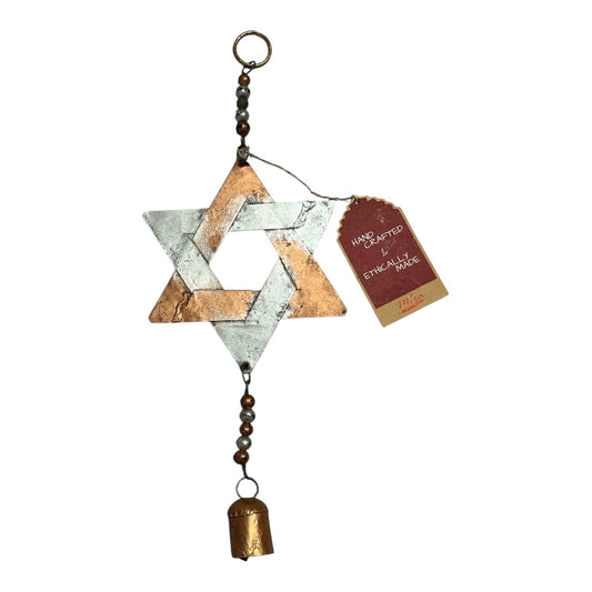 Mira Handcrafted Star of David Metal Chime – Copper & Silver Finish