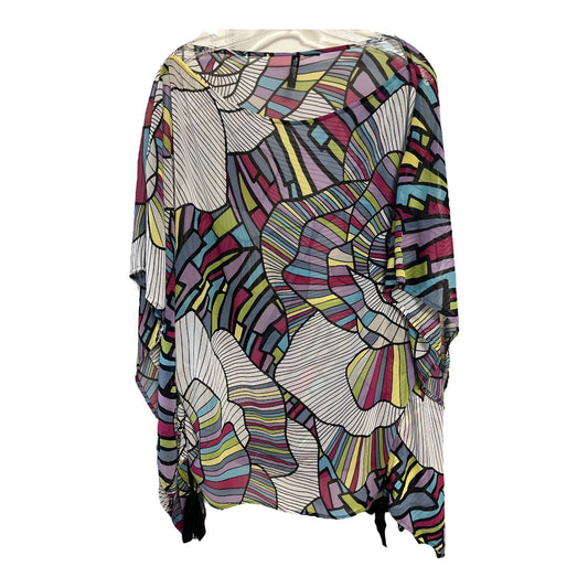 Bisou Bisou Michele Bohbot Women’s Sheer Poncho Top Y2K– Abstract Multicolor Print – One Size
