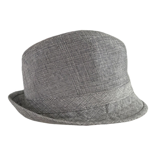 D&Y Gray Textured Fedora Hat One Size Unisex Lightweight Trilby Short Brim