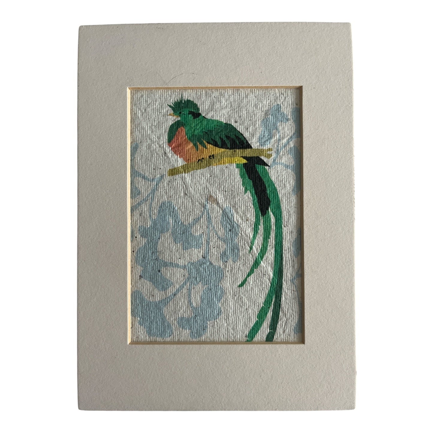 VTG Handmade Costa Rica Quetzal Bird Bark Paper Art – Thomasville 5x7 Frame