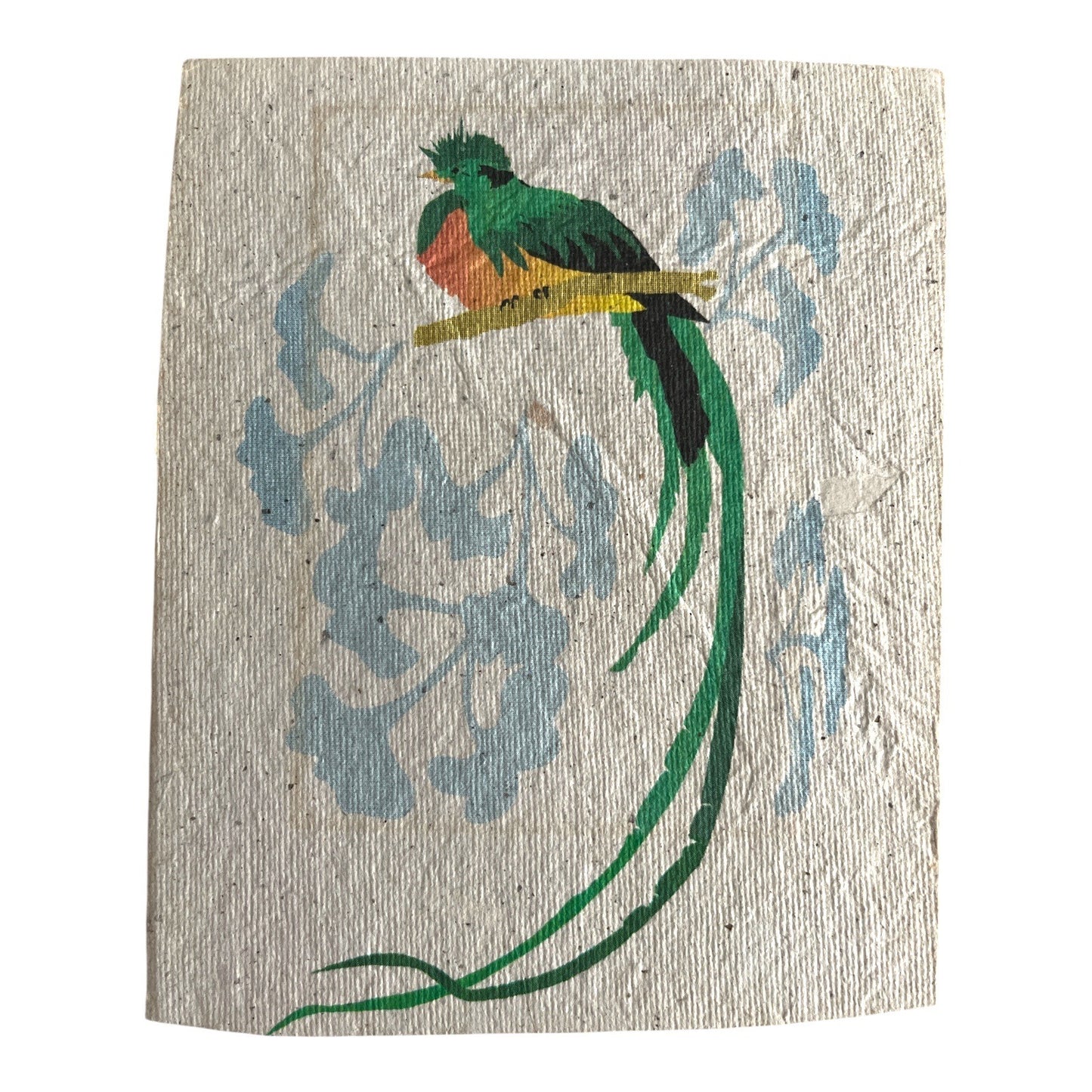 VTG Handmade Costa Rica Quetzal Bird Bark Paper Art – Thomasville 5x7 Frame