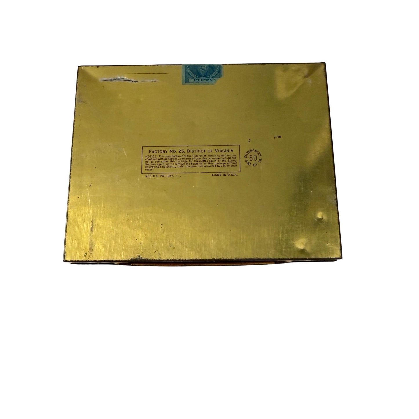 Vintage Chesterfield Cigarettes Tin Tobacco Advertising Storage Box Gold Tone Hinged Lid