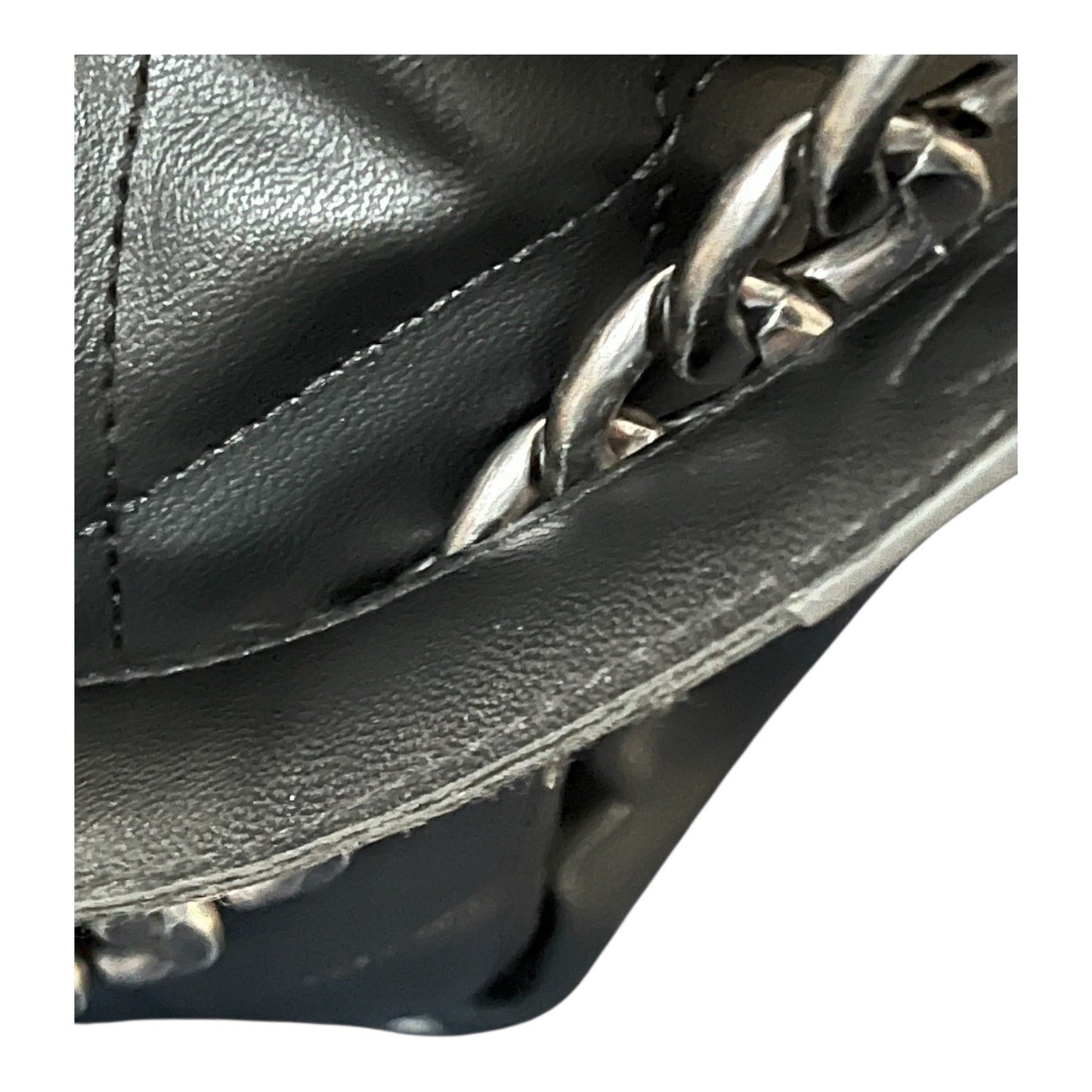Steve Madden Quilted Black Shoulder Bag – Gunmetal Chain Strap