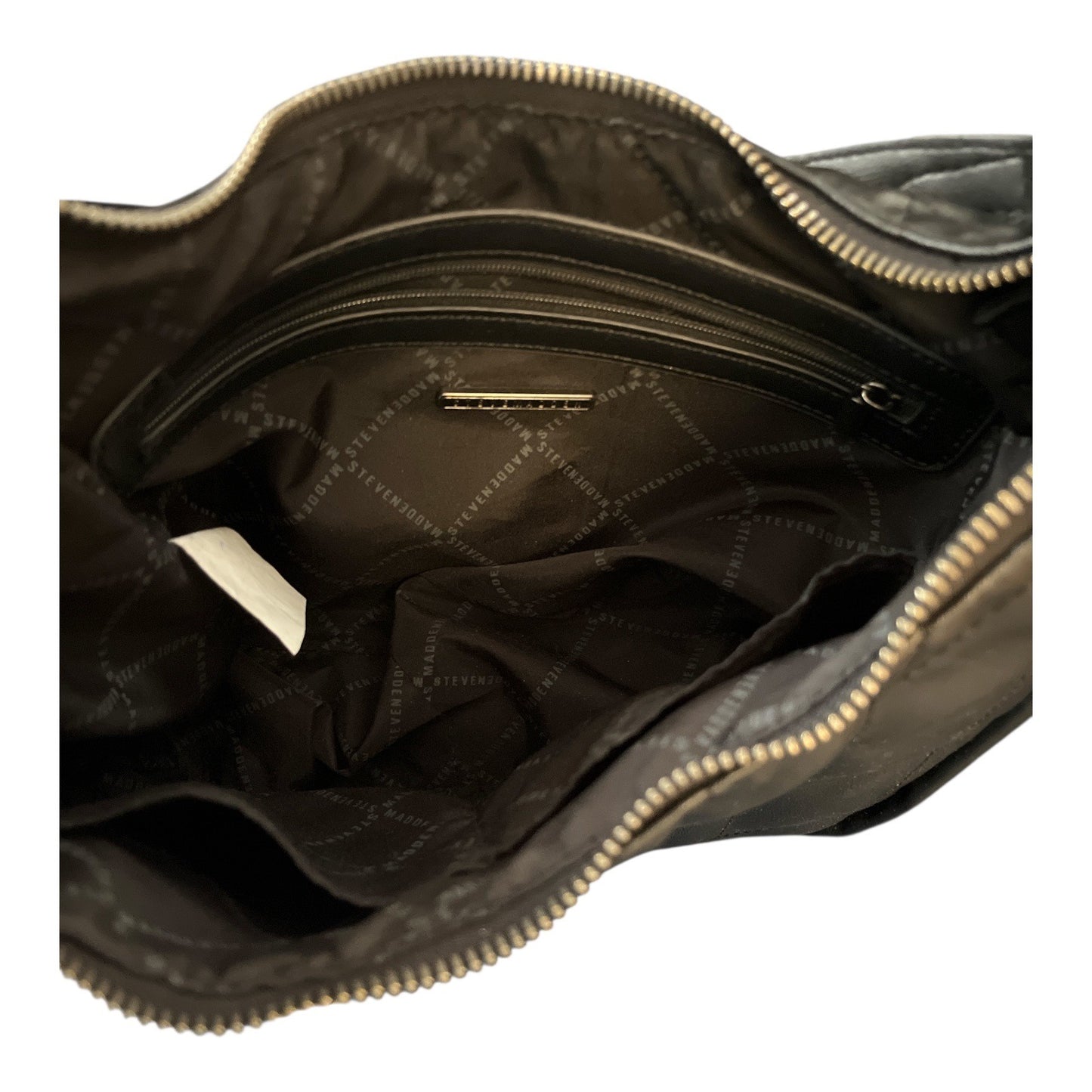 Steve Madden Quilted Black Shoulder Bag – Gunmetal Chain Strap