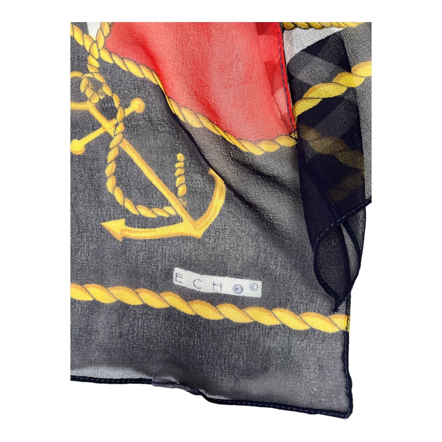 Echo Sheer Chiffon Scarf – Nautical Anchors & Rope Chain Print