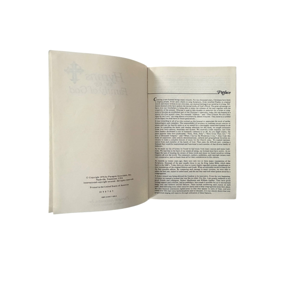 Vintage 1976 Hymns for the Family of God Paragon Hardcover Christian Hymnal Music