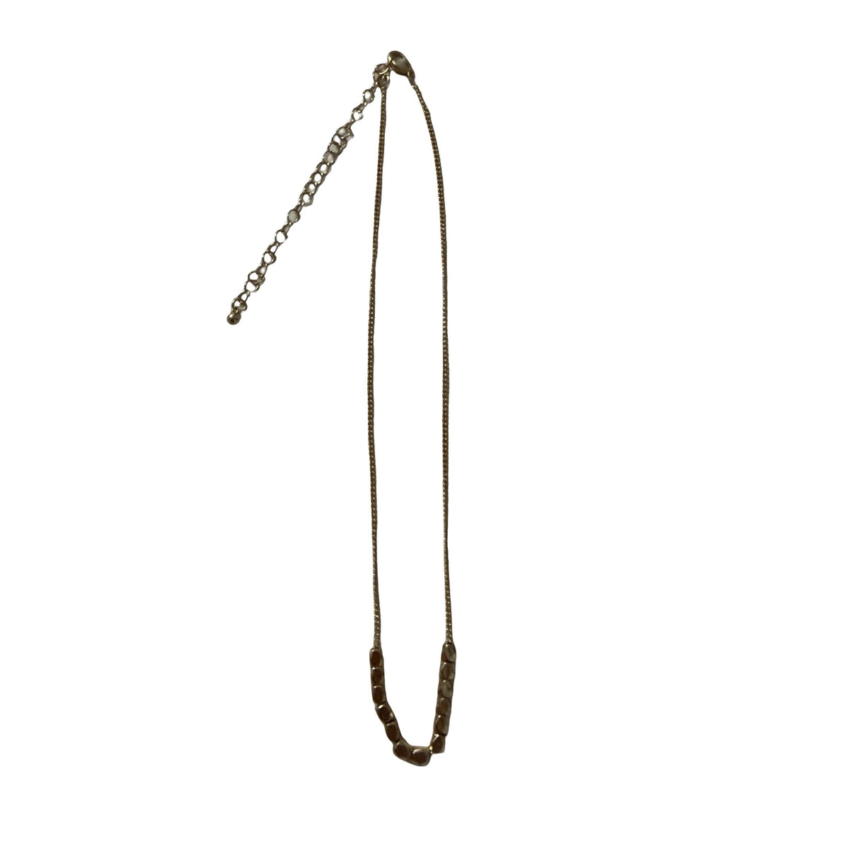 Vintage Antiqued Gold Tone Faceted Geometric Bead Choker Necklace 15 Inch
