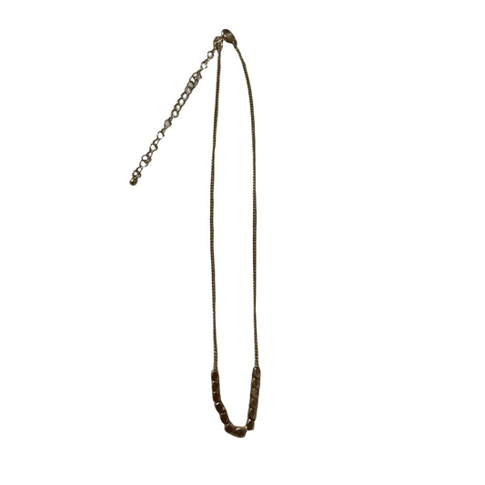 Vintage Antiqued Gold Tone Faceted Geometric Bead Choker Necklace 15 Inch