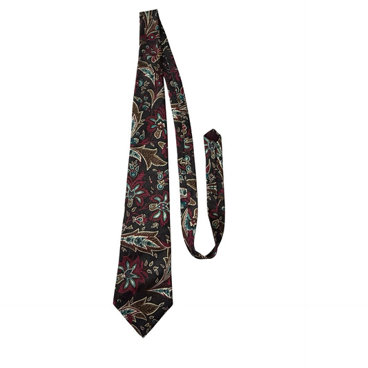Vintage Oleg Cassini Paisley Necktie Made in USA Burgundy Teal Floral Mens Tie
