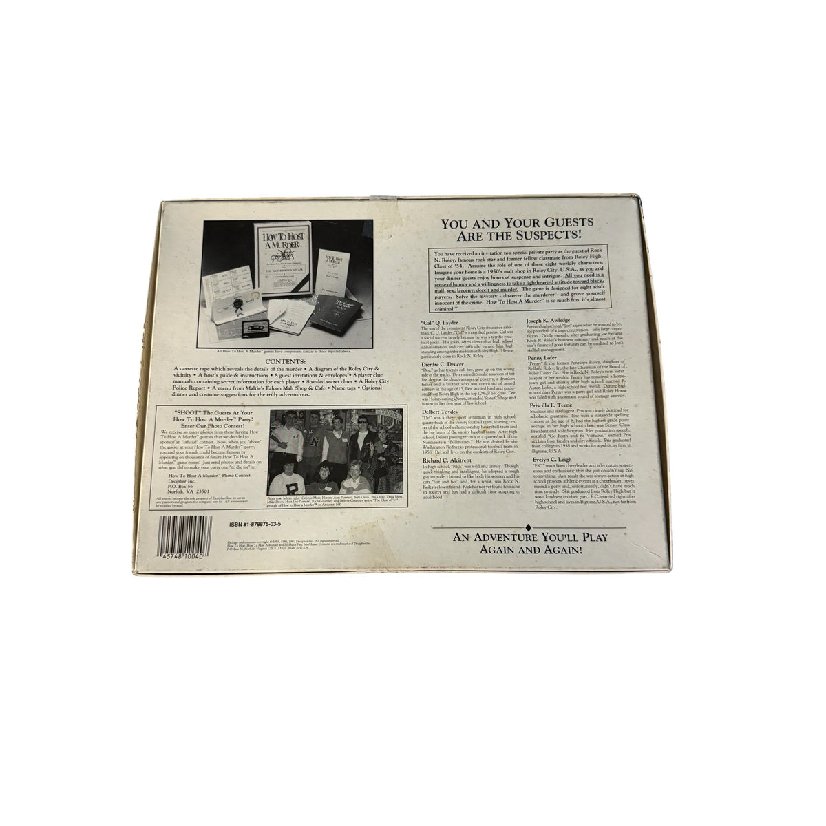 Vintage 1987 How to Host a Murder The Class of '54 Complete Mystery Game Cassette