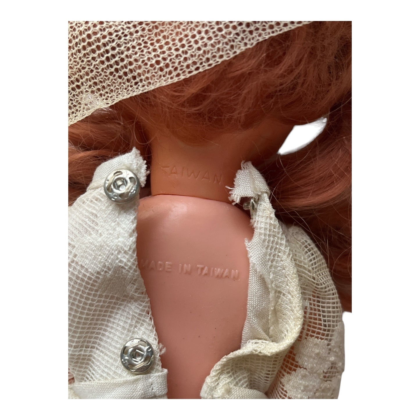 Vintage Bride Doll and Empire State Building Metal Tea Set with Crocheted Accessories