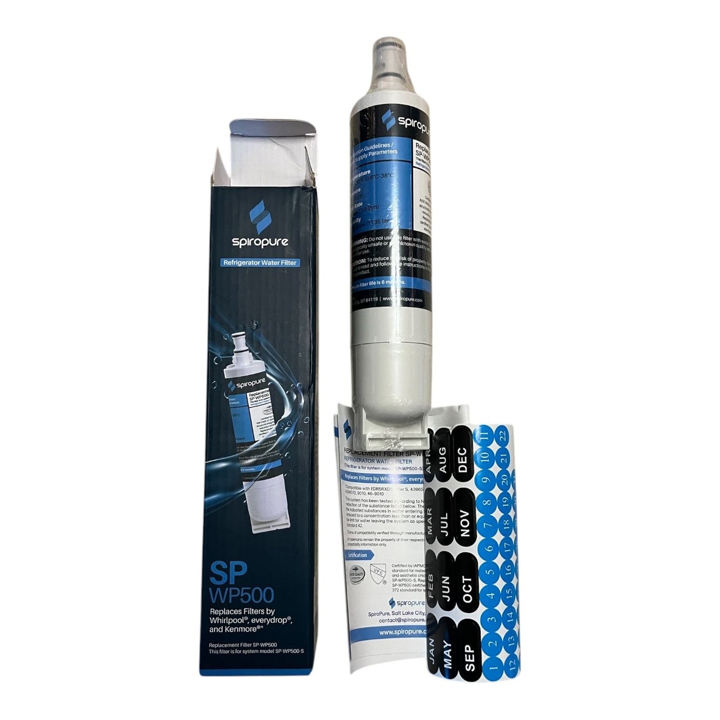Spiropure SP-WP500 Refrigerator Water Filter Replacement – Compatible with Whirlpool & Kenmore
