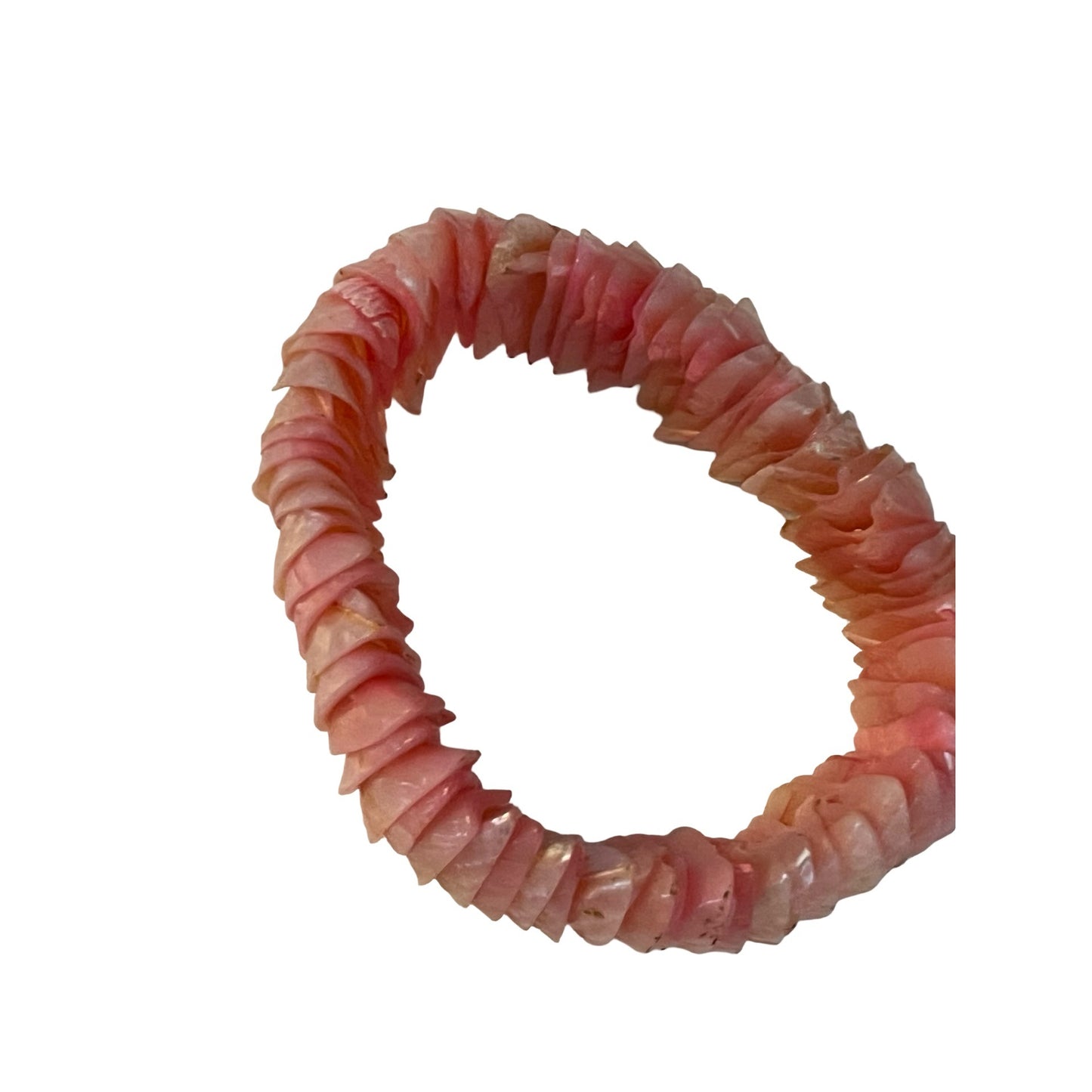 Vintage Pink Mother of Pearl Shell Stretch Bracelet Iridescent Chip Beads Statement