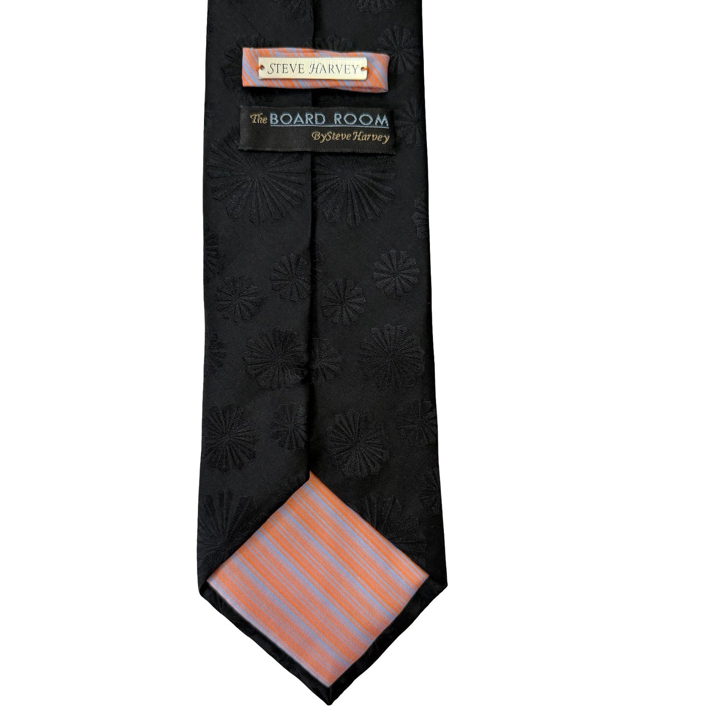 Steve Harvey The Board Room Black Silk Necktie Tonal Geometric 58 x 4