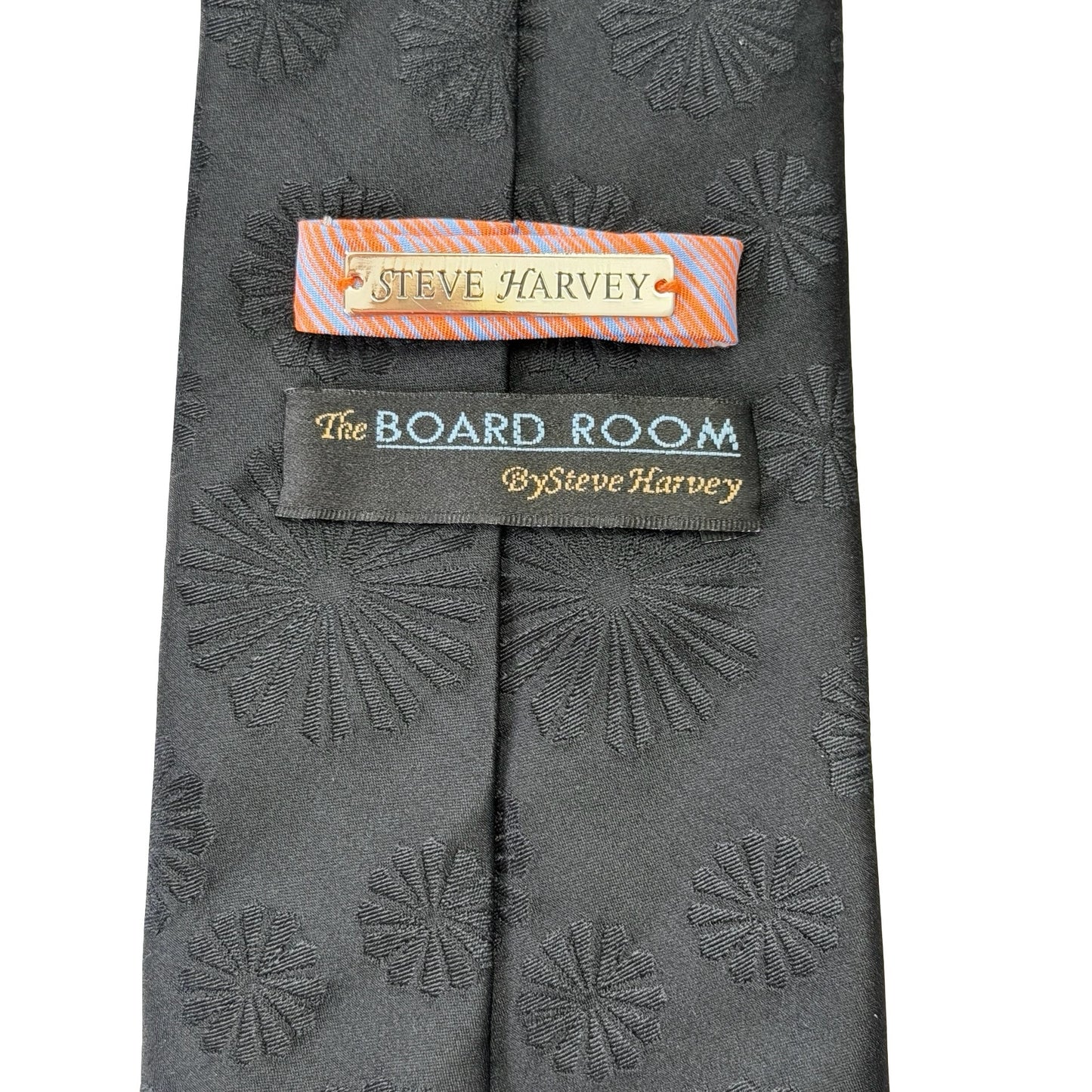 Steve Harvey The Board Room Black Silk Necktie Tonal Geometric 58 x 4