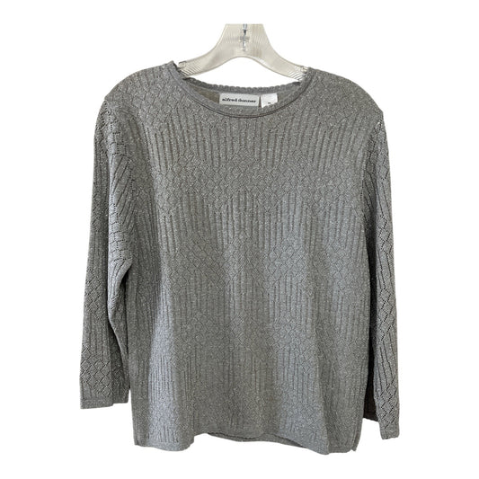 Vintage Alfred Dunner Petite Metallic Knit Sweater – Silver Gray Long Sleeve – PM