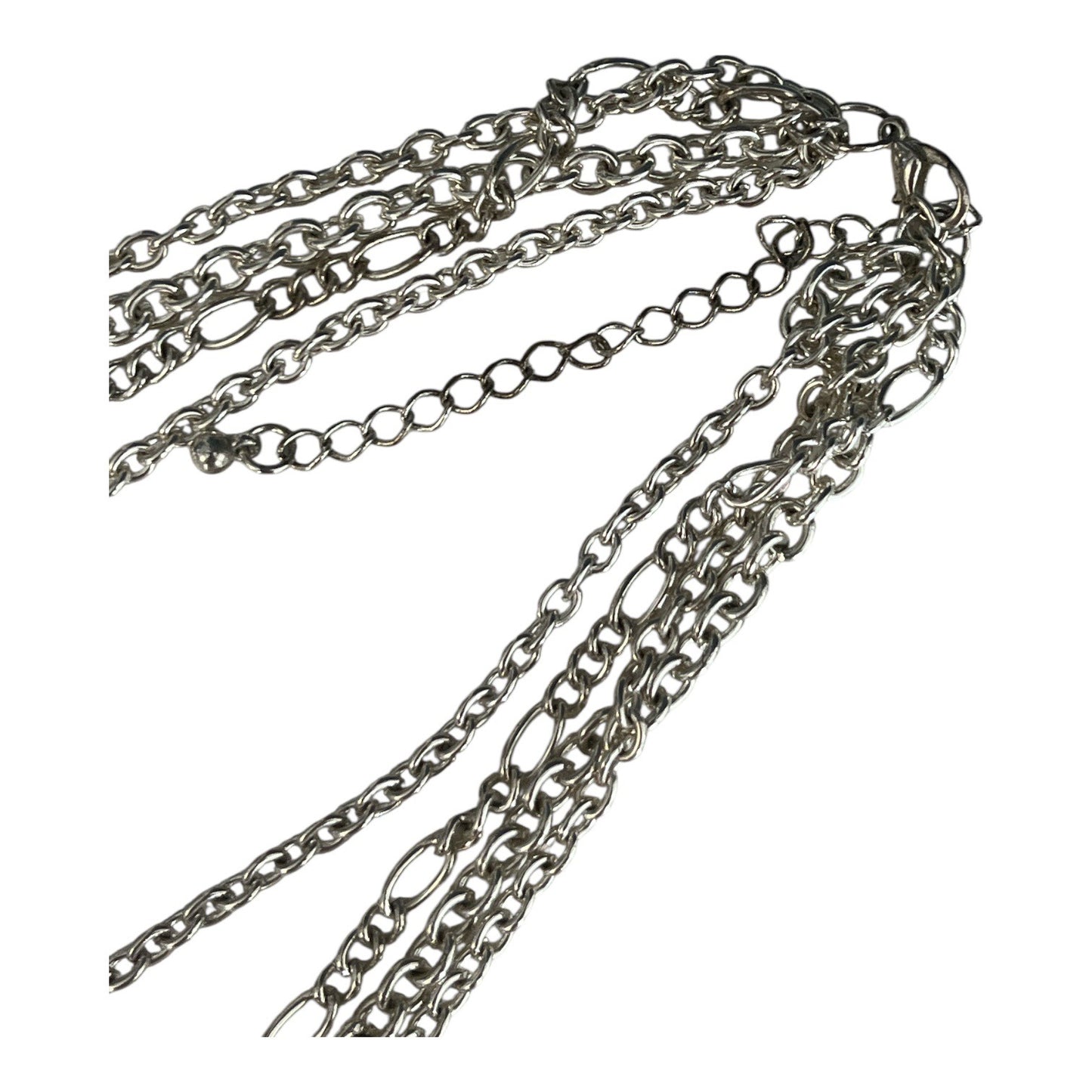Y2K Layered Silver Tone Necklace with Star Crest and Dog Tag Charms
